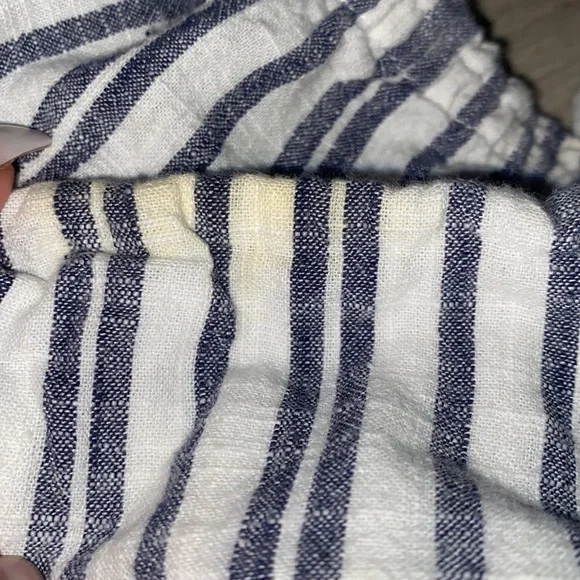 Aerie strapless jumpsuit blue white stripe bandeau jogger tie front jumpsuit - Picture 5 of 6